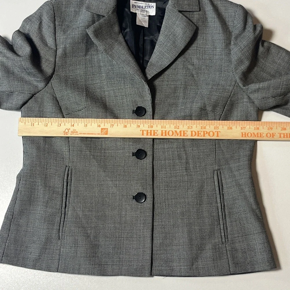 Pendleton‎ 100% Virgin Wool Blazer Size 6 Micro-Houndstooth Lined Career Jacket